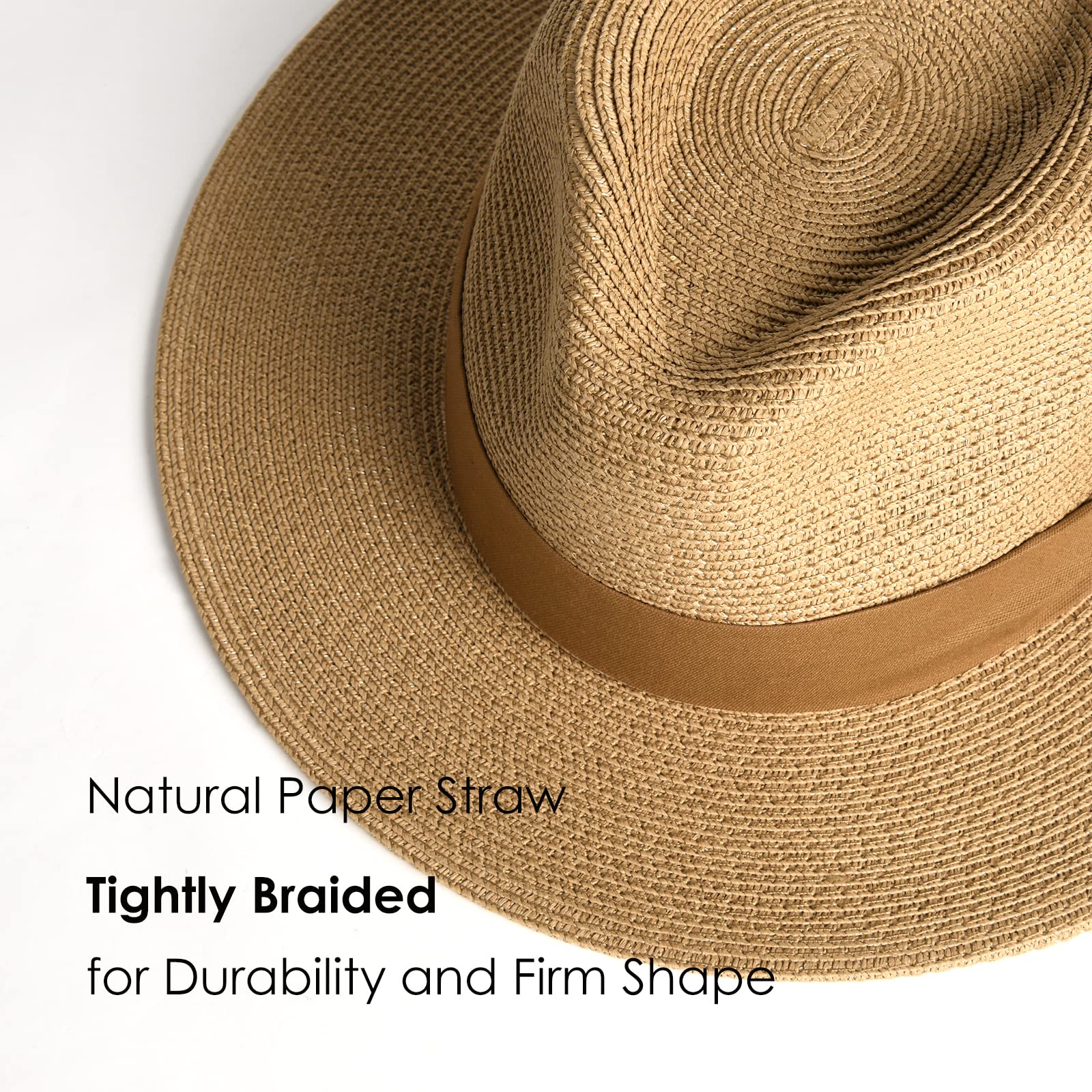 Foto 2 | Sombrero Panameño De Paja Furtalk De Ala Ancha Fedora Upf 80 Para Mujer - Venta Internacional.