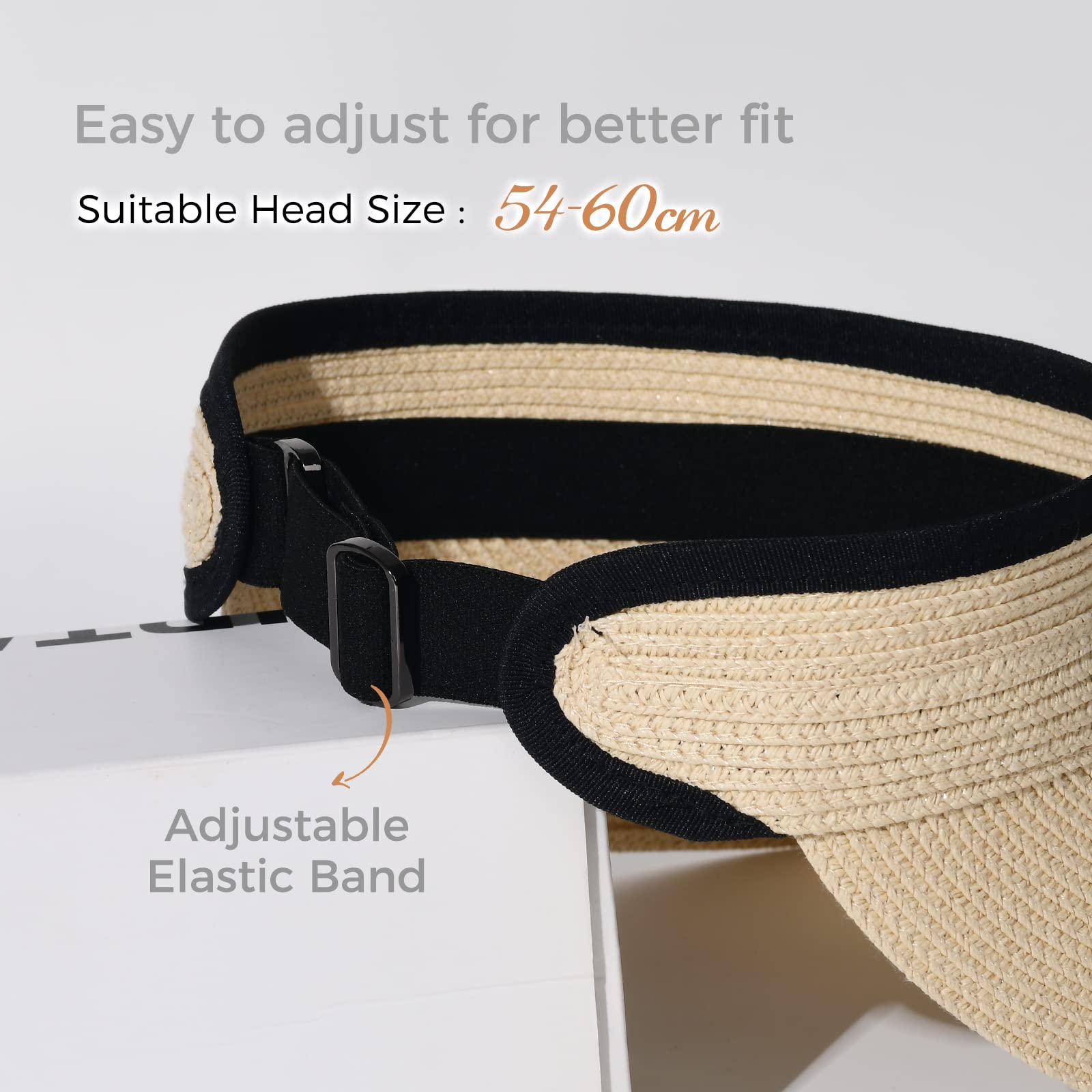 Foto 4 pulgar | Sombrero Con Visera Para Mujer Furtalk, De Paja, Plegable En Verano, Upf 80+ - Venta Internacional.