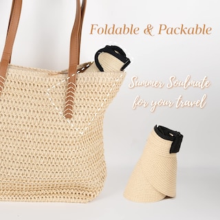 Foto 4 | Sombrero Con Visera Para Mujer Furtalk, De Paja, Plegable En Verano, Upf 80+ - Venta Internacional.