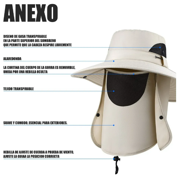 Foto 4 pulgar | Kit De Protección Solar Xtellar Para Exteriores Con Sombrero De Pescador Secado Rápido