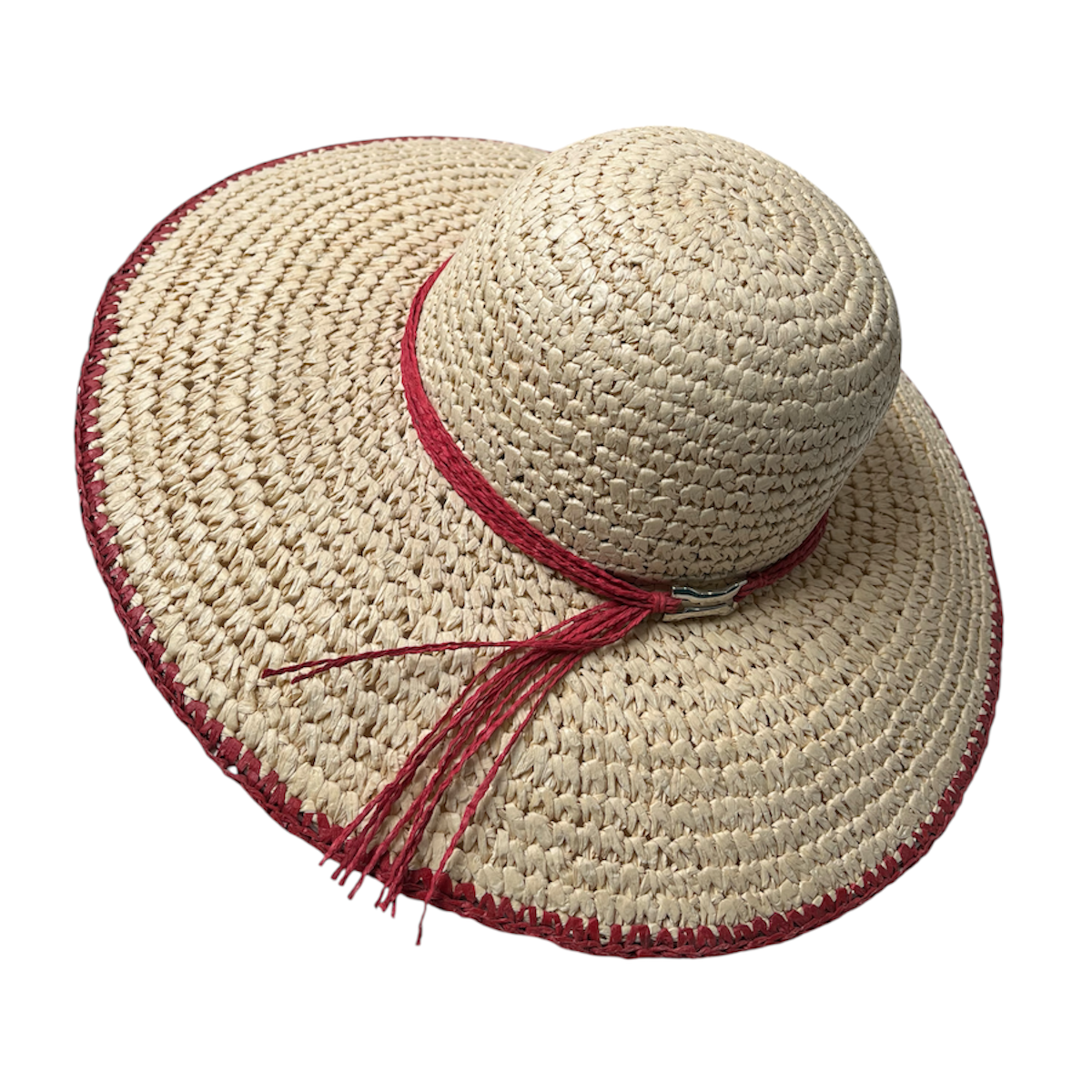 Foto 2 pulgar | Sombrero Playero Paja Rojo Premier