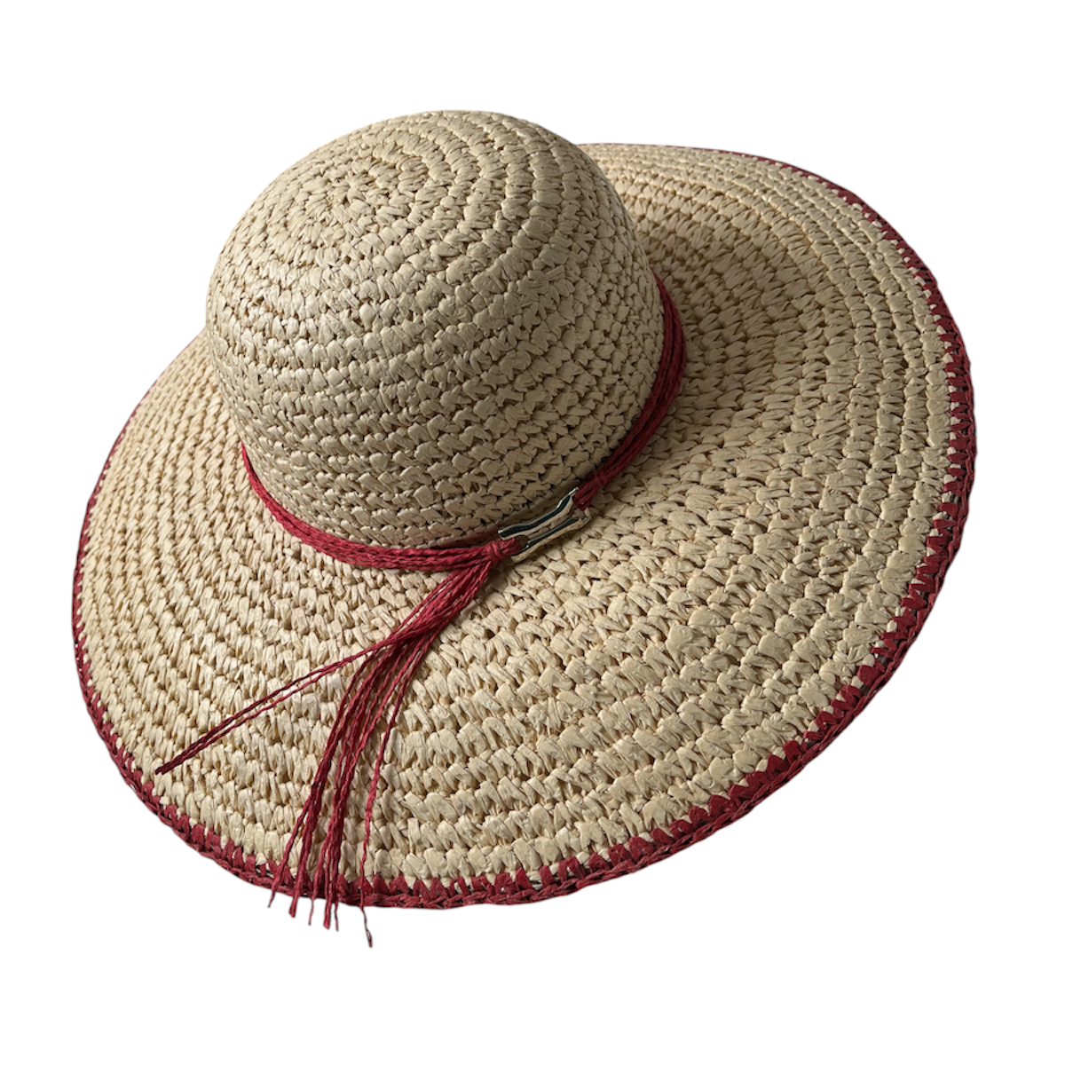 Foto 3 pulgar | Sombrero Playero Paja Rojo Premier