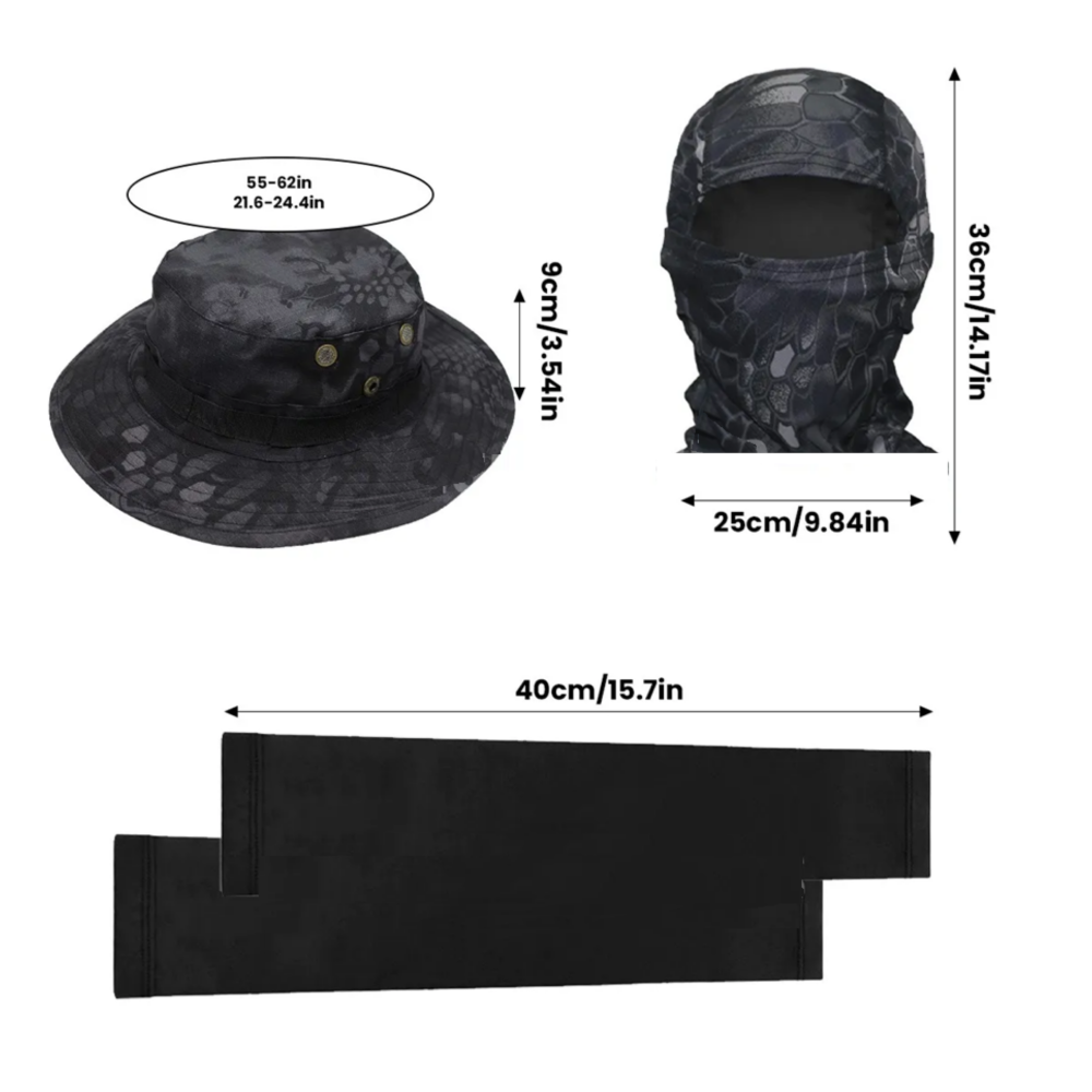 Foto 4 pulgar | Sombrero Camuflaje Táctico Con Pasamontañas Y Manga Belug Negra 01 Talla M