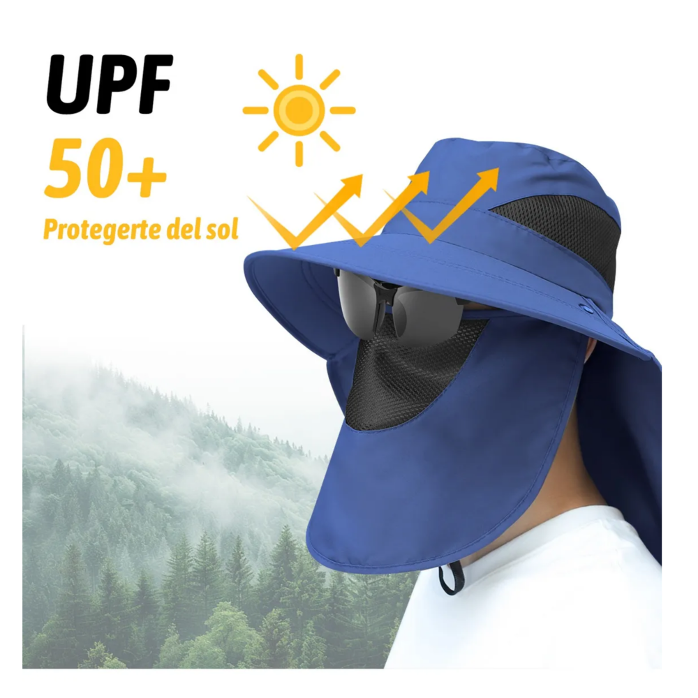 Foto 3 pulgar | Sombrero Para Sol Ancho Con Uv Protección Cuello Y Cara 360° Belug  Azul