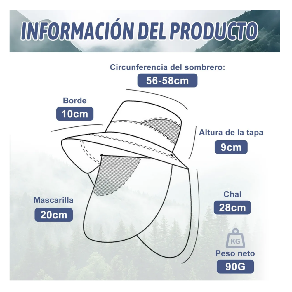 Foto 4 pulgar | Sombrero Para Sol Ancho Con Uv Protección Cuello Y Cara 360° Belug  Azul