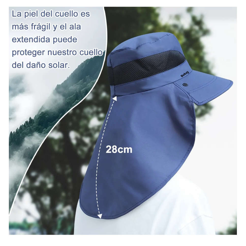 Foto 6 pulgar | Sombrero Para Sol Ancho Con Uv Protección Cuello Y Cara 360° Belug  Azul
