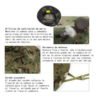 Foto 3 | Sombrero De Sol Con Protección Para Casco Visera Táctica Lab.g Gris Oscuro