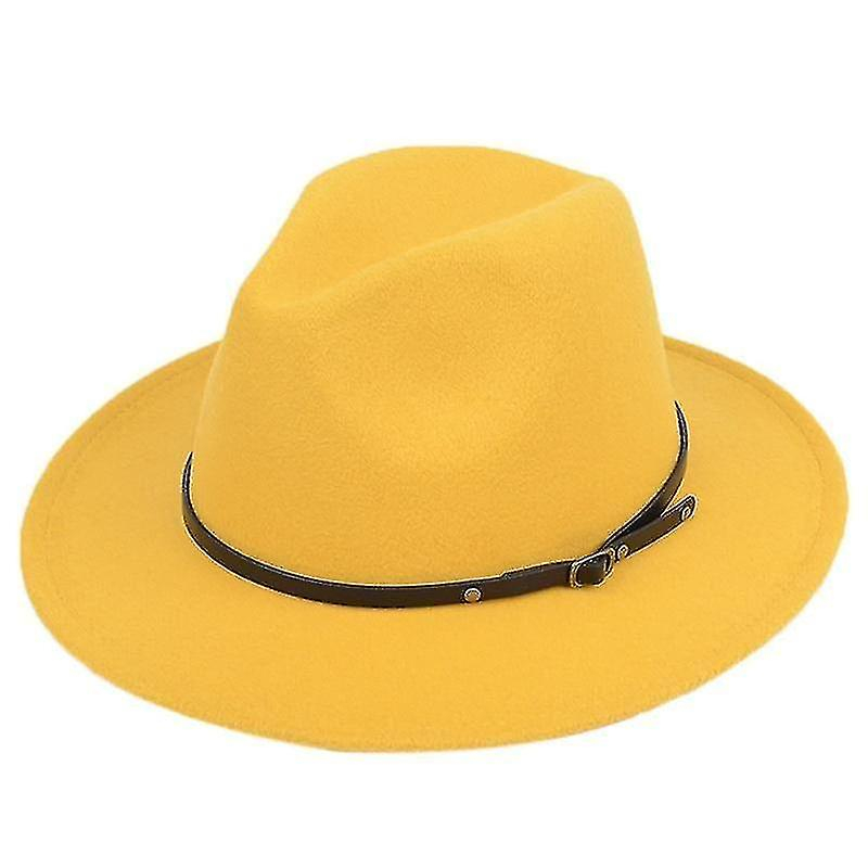 Foto 2 pulgar | Sombrero Fedora De Fieltro De Lana Para Mujer Con Estampado De Leopardo Amarillo - Venta Internacional.