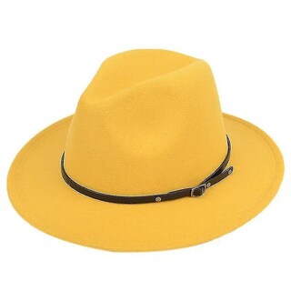 Foto 1 | Sombrero Fedora De Fieltro De Lana Para Mujer Con Estampado De Leopardo Amarillo - Venta Internacional.