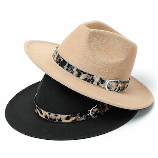Foto 2 | Sombrero Fedora De Fieltro De Lana Para Mujer Con Estampado De Leopardo Amarillo - Venta Internacional.