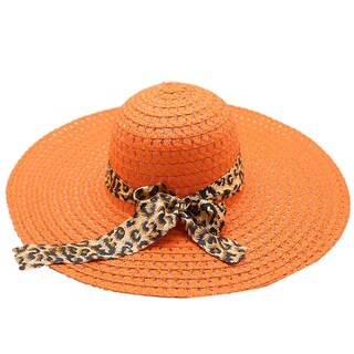 Foto 1 | Sombrero De Paja Huoguo Para Mujer Estampado De Leopardo Ala Ancha - Venta Internacional.