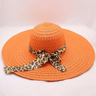 Foto 2 | Sombrero De Paja Huoguo Para Mujer Estampado De Leopardo Ala Ancha - Venta Internacional.
