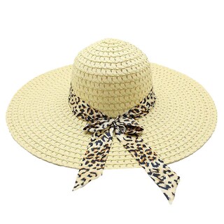 Foto 1 | Sombrero De Paja Huoguo Para Mujer Estampado De Leopardo Ala Ancha - Venta Internacional.