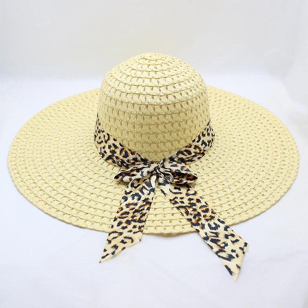 Foto 3 pulgar | Sombrero De Paja Huoguo Para Mujer  Estampado De Leopardo  Ala Ancha - Venta Internacional.