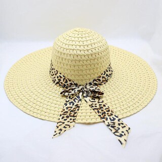 Foto 2 | Sombrero De Paja Huoguo Para Mujer Estampado De Leopardo Ala Ancha - Venta Internacional.