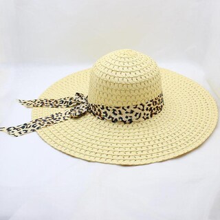 Foto 3 | Sombrero De Paja Huoguo Para Mujer Estampado De Leopardo Ala Ancha - Venta Internacional.