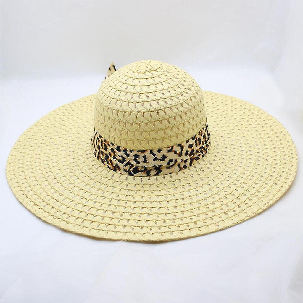 Foto 5 pulgar | Sombrero De Paja Huoguo Para Mujer  Estampado De Leopardo  Ala Ancha - Venta Internacional.