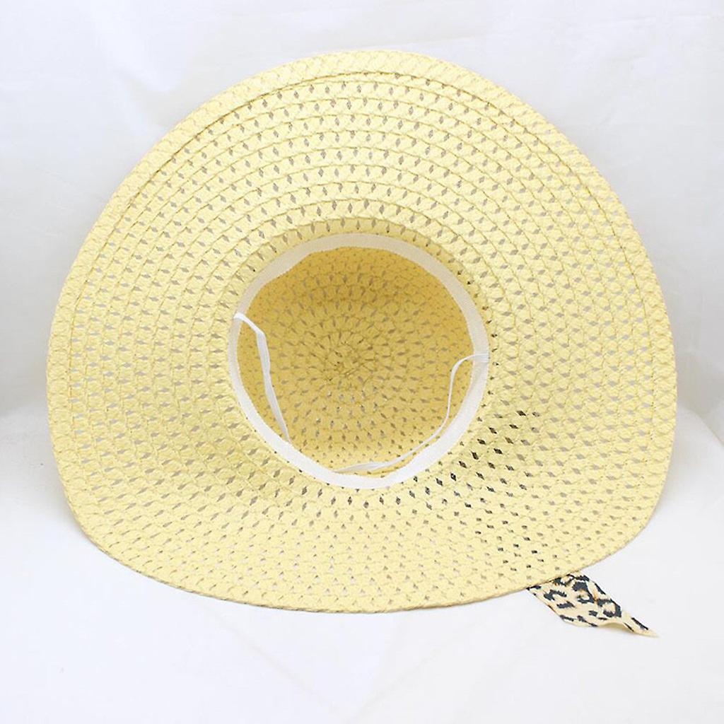 Foto 6 pulgar | Sombrero De Paja Huoguo Para Mujer  Estampado De Leopardo  Ala Ancha - Venta Internacional.