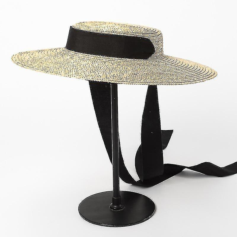 Foto 3 pulgar | Sombrero Huoguo Sombrero De Paja De Ala Ancha Con Cinta Larga Para Mujer - Venta Internacional.