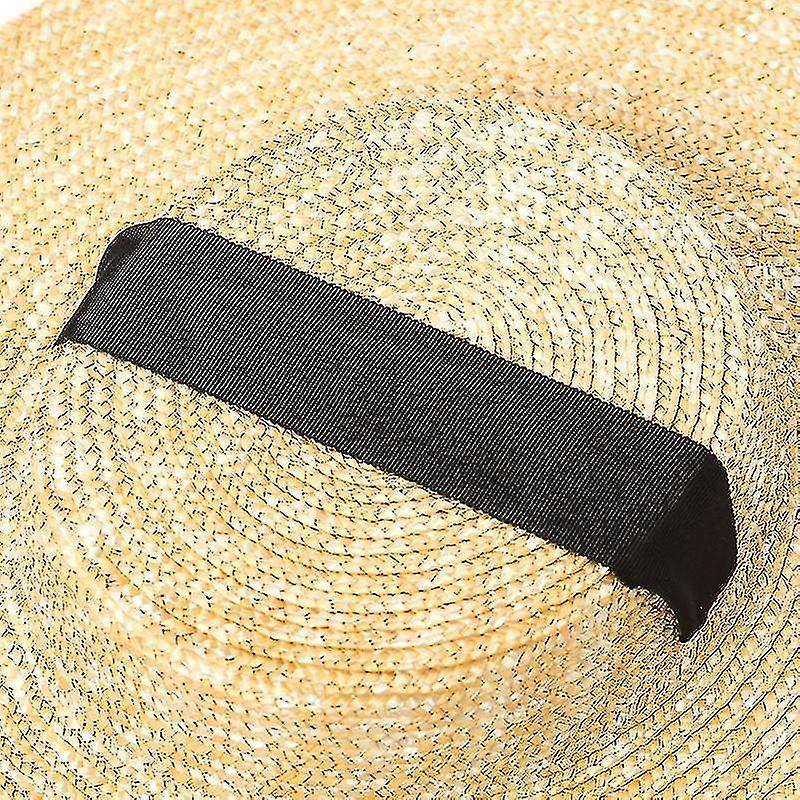 Foto 5 pulgar | Sombrero Huoguo Sombrero De Paja De Ala Ancha Con Cinta Larga Para Mujer - Venta Internacional.