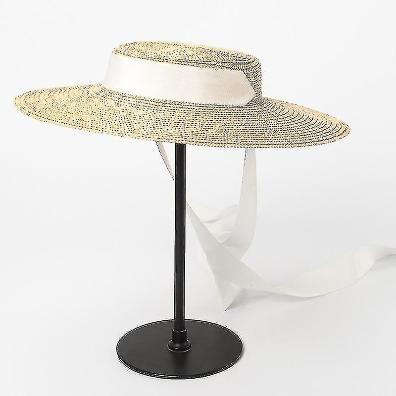 Foto 6 pulgar | Sombrero Huoguo Sombrero De Paja De Ala Ancha Con Cinta Larga Para Mujer - Venta Internacional.