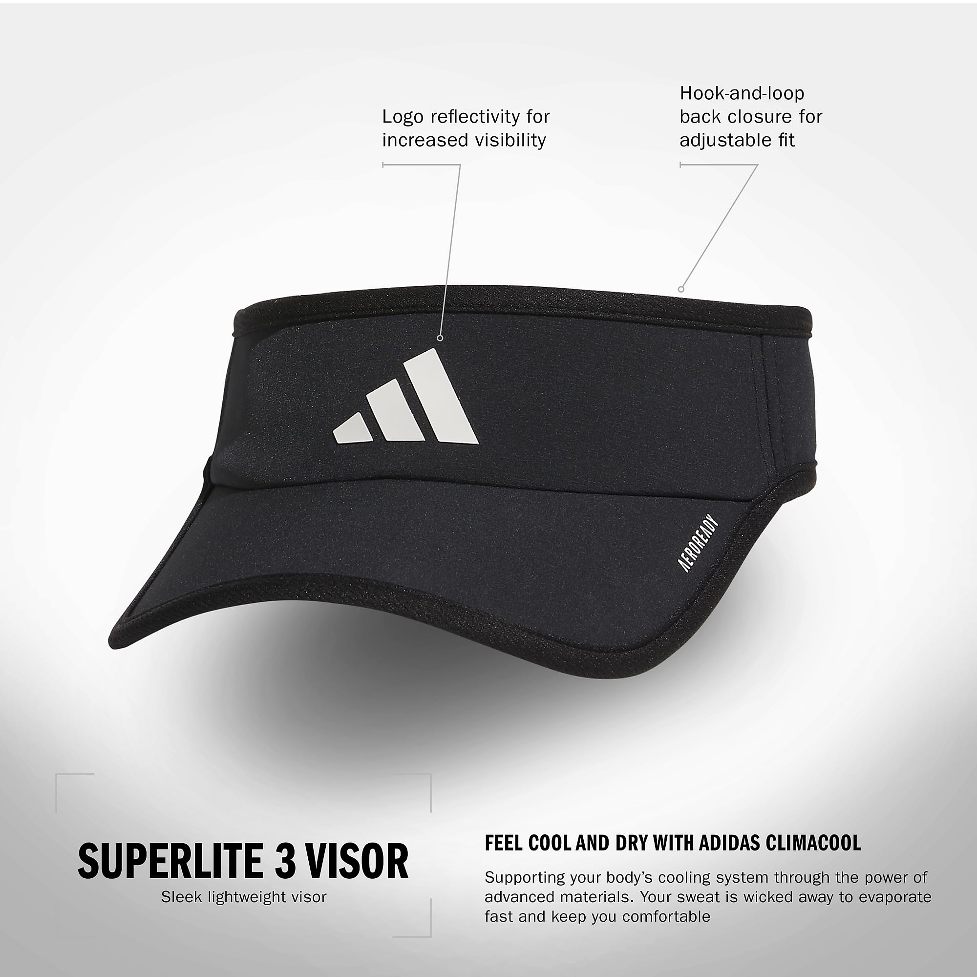 Foto 2 | Visor Adidas Superlite Sport Performance Para Mujer, Color Blanco Y Negro - Venta Internacional.