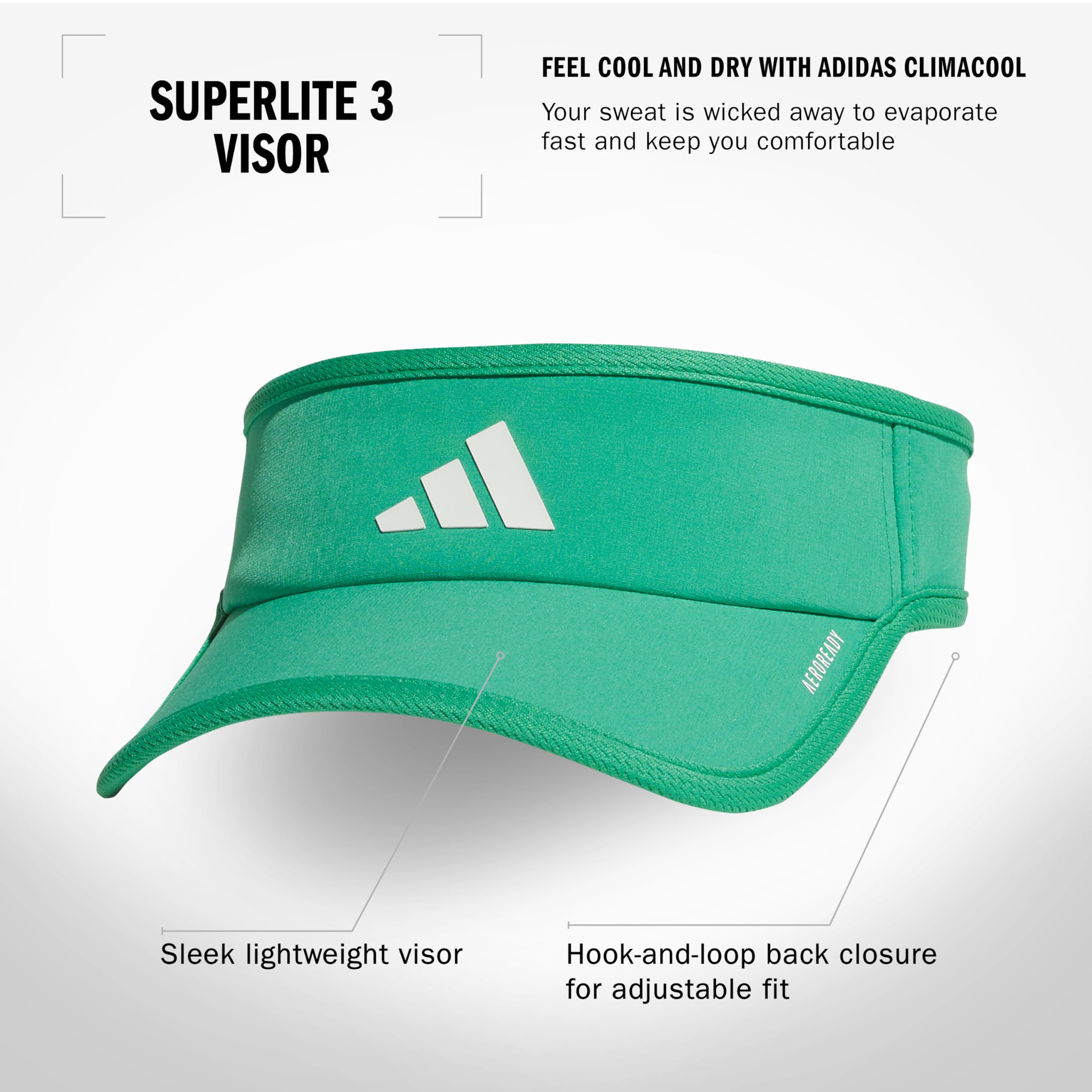 Foto 3 pulgar | Visor Adidas Superlite Sport Performance Para Mujer, Color Verde - Venta Internacional.