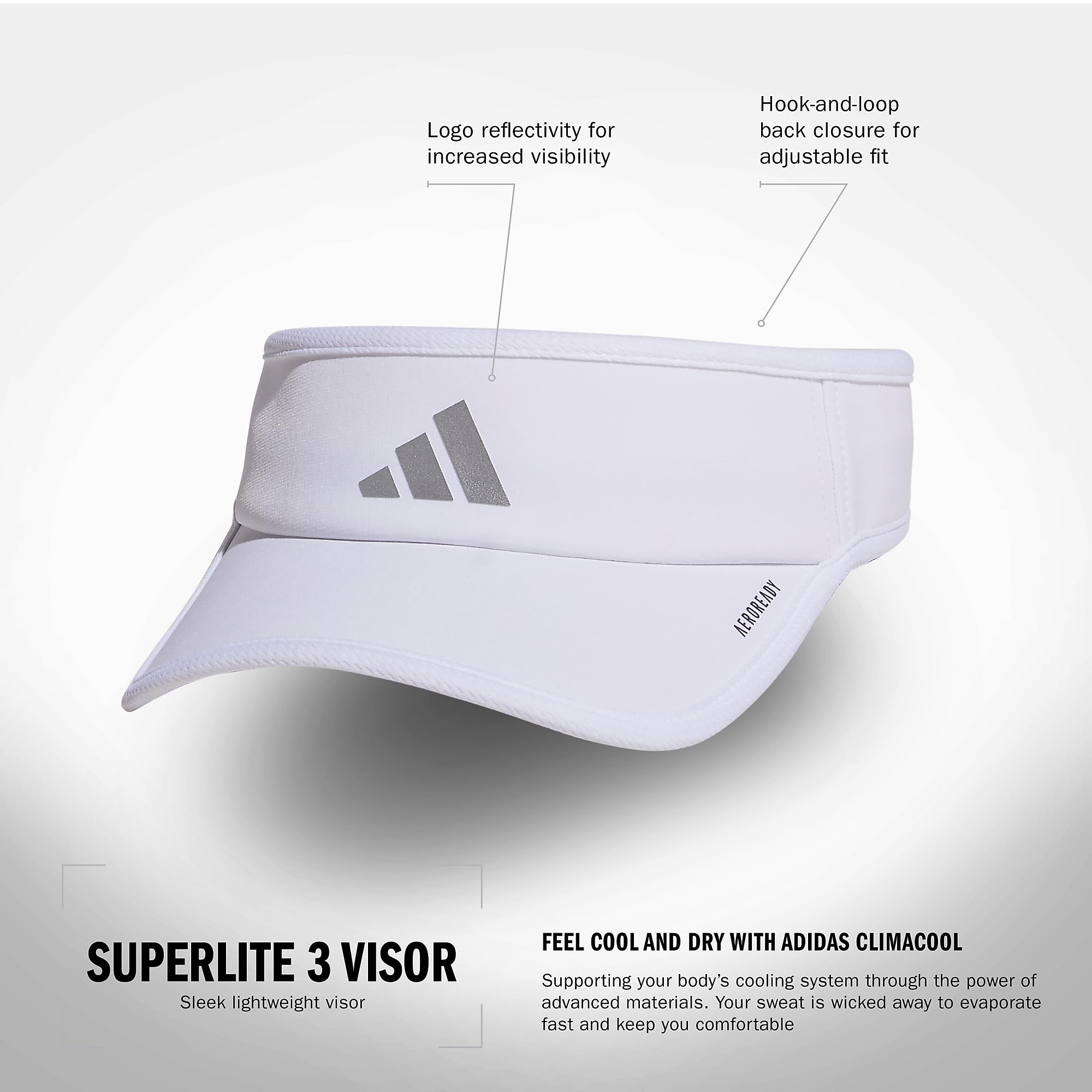 Foto 3 pulgar | Visor Adidas Superlite Sport Performance Para Mujer Blanco/plateado - Venta Internacional.