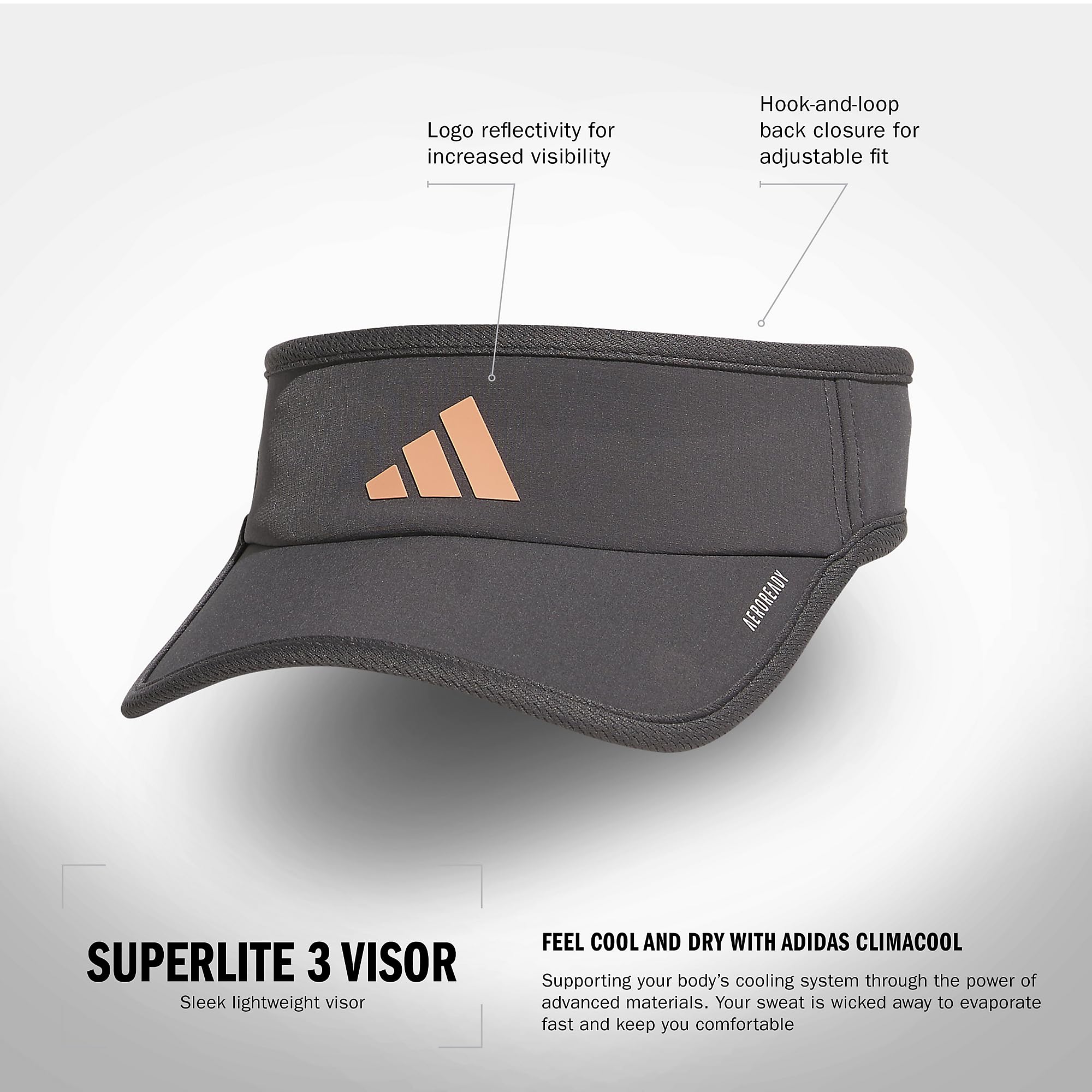 Foto 3 pulgar | Visor Adidas Superlite Sport Performance Para Mujer Gris/rosa - Venta Internacional.