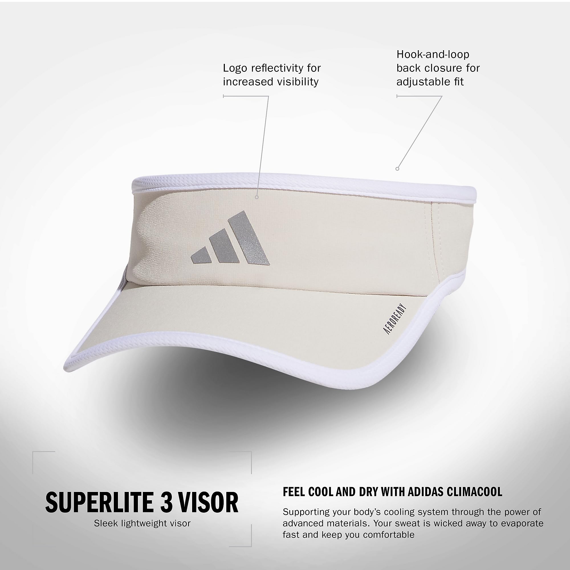 Foto 2 | Visera Adidas Superlite Sport Performance Alúmina Beige - Venta Internacional.