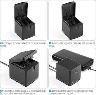 Foto 6 | Cargador de Batería Armadura X AHDBT-901 color Negro de Triple Canal para Gopro Hero 5 6 7 8