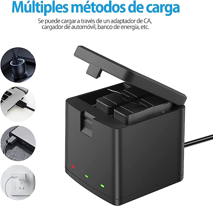Foto 5 pulgar | Cargador de Batería Armadura X AHDBT-901 color Negro de Triple Canal para Gopro Hero 11 10 9