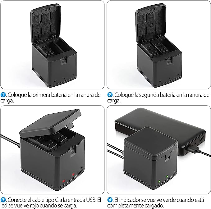 Foto 6 pulgar | Cargador de Batería Armadura X AHDBT-901 color Negro de Triple Canal para Gopro Hero 11 10 9