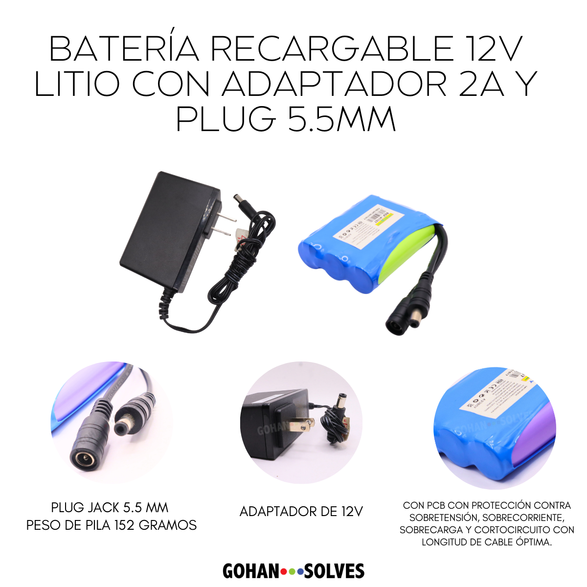 Foto 5 pulgar | Bateria Pila Recargable Adaptador 12v 2a Litio Pcb Plug 5.5