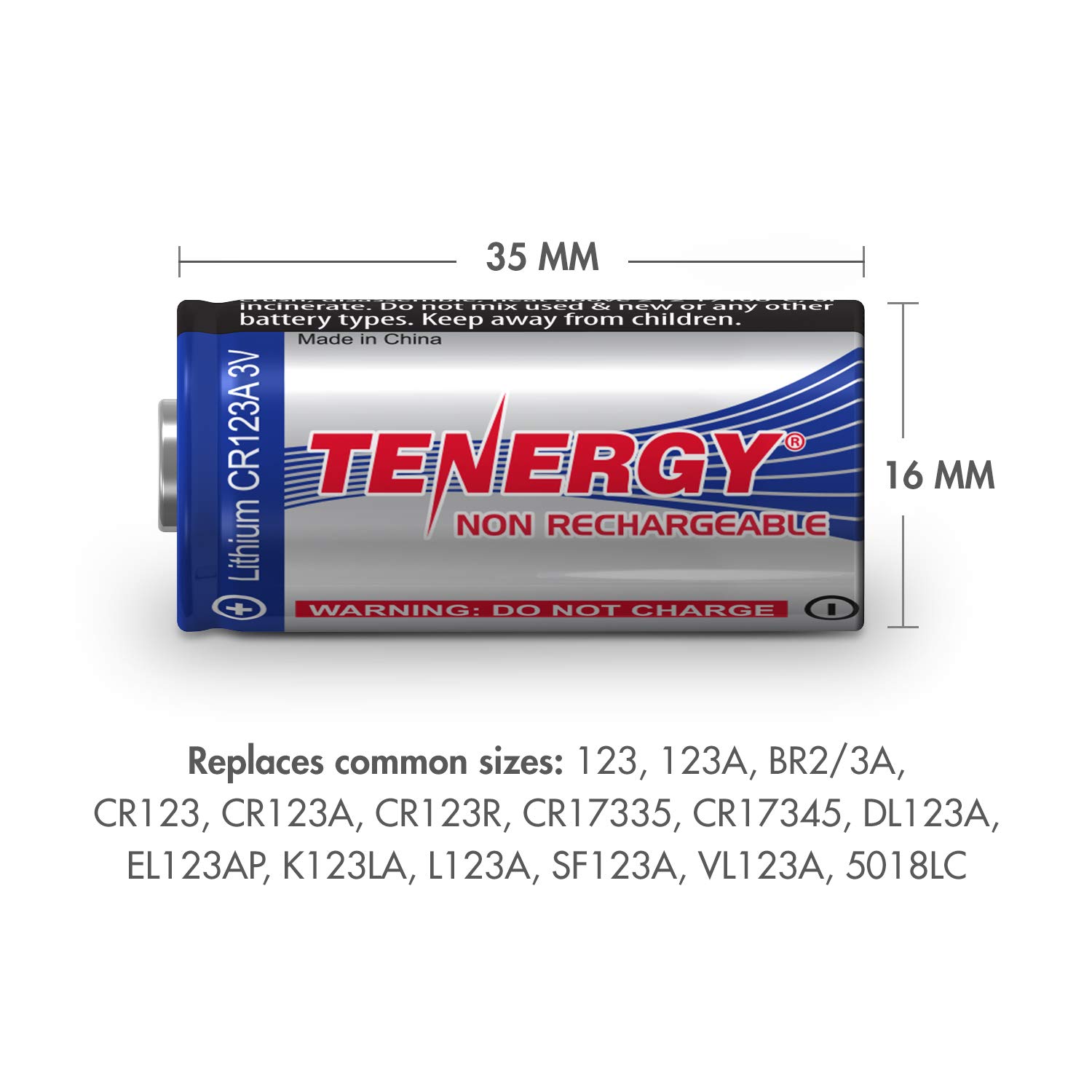 Foto 5 pulgar | Batería Tenergy Cr123a De Litio, 3 V, 1500 Mah, Protegida Por Ptc, 12 Unidades - Venta Internacional.