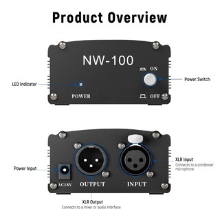 Foto 4 | Fuente De Alimentación Phantom Neewer De 48 V Y 1 Canal Con Adaptador Y Cable - Venta Internacional.