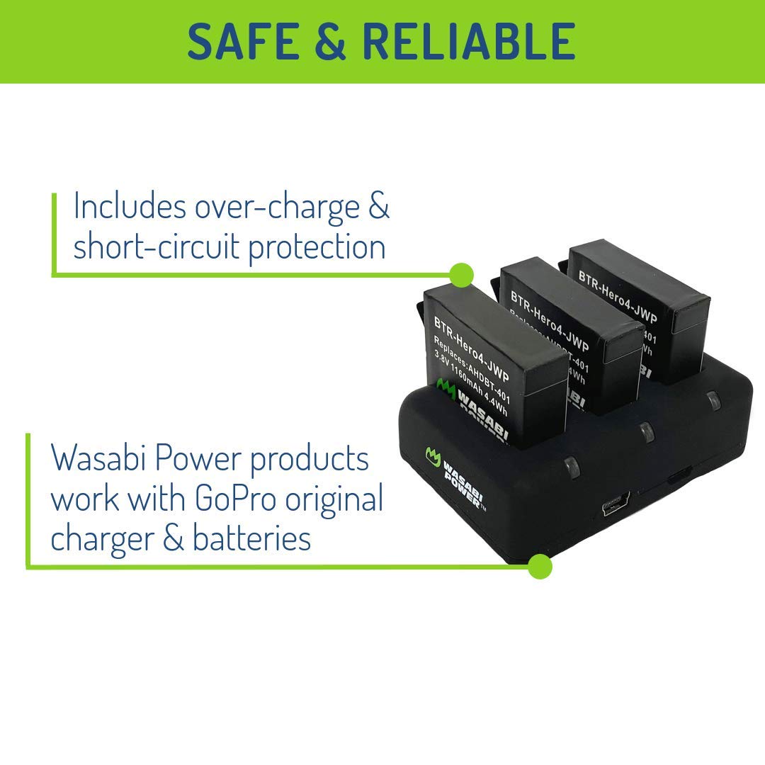 Foto 4 | Batería Y Cargador Triple Usb Para Gopro Hero4 Wasabi Power - Venta Internacional.