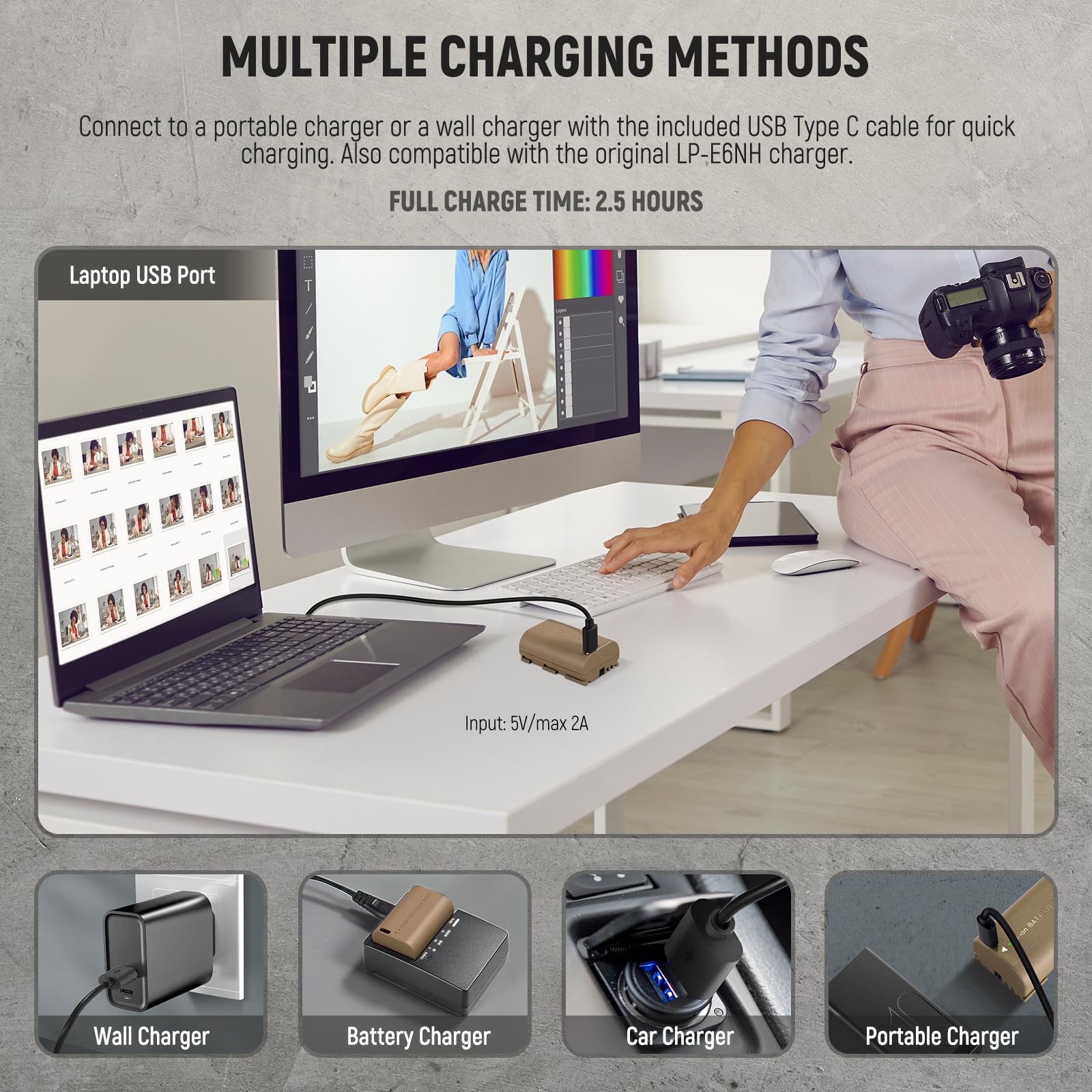 Foto 6 | Batería De Repuesto Neewer Lp-e6h Lp-e6n Lp-e6 2400 Mah - Venta Internacional.