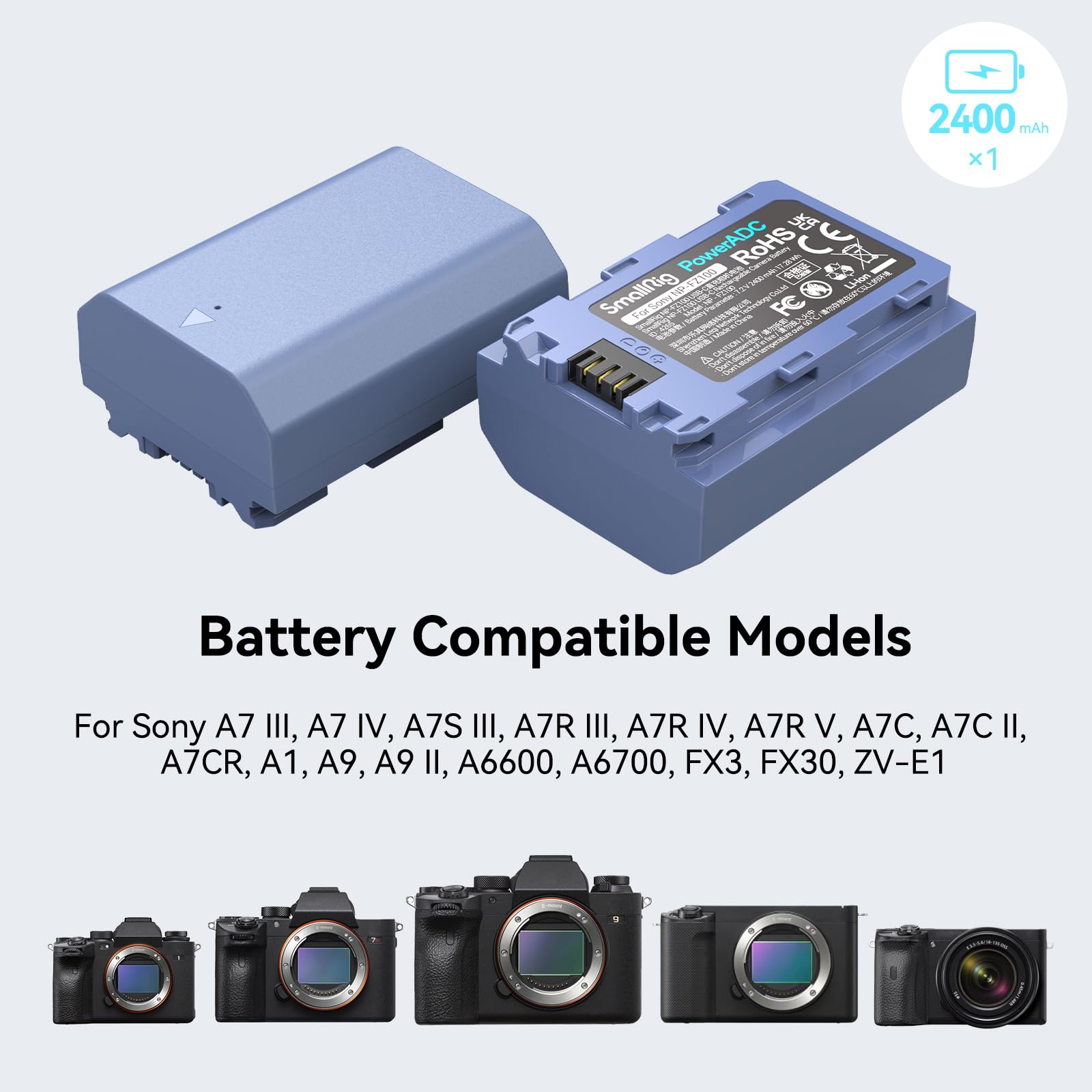 Foto 4 | Batería De Cámara Smallrig Usb-c De Repuesto Para Sony N, 2400 Mah - Venta Internacional.