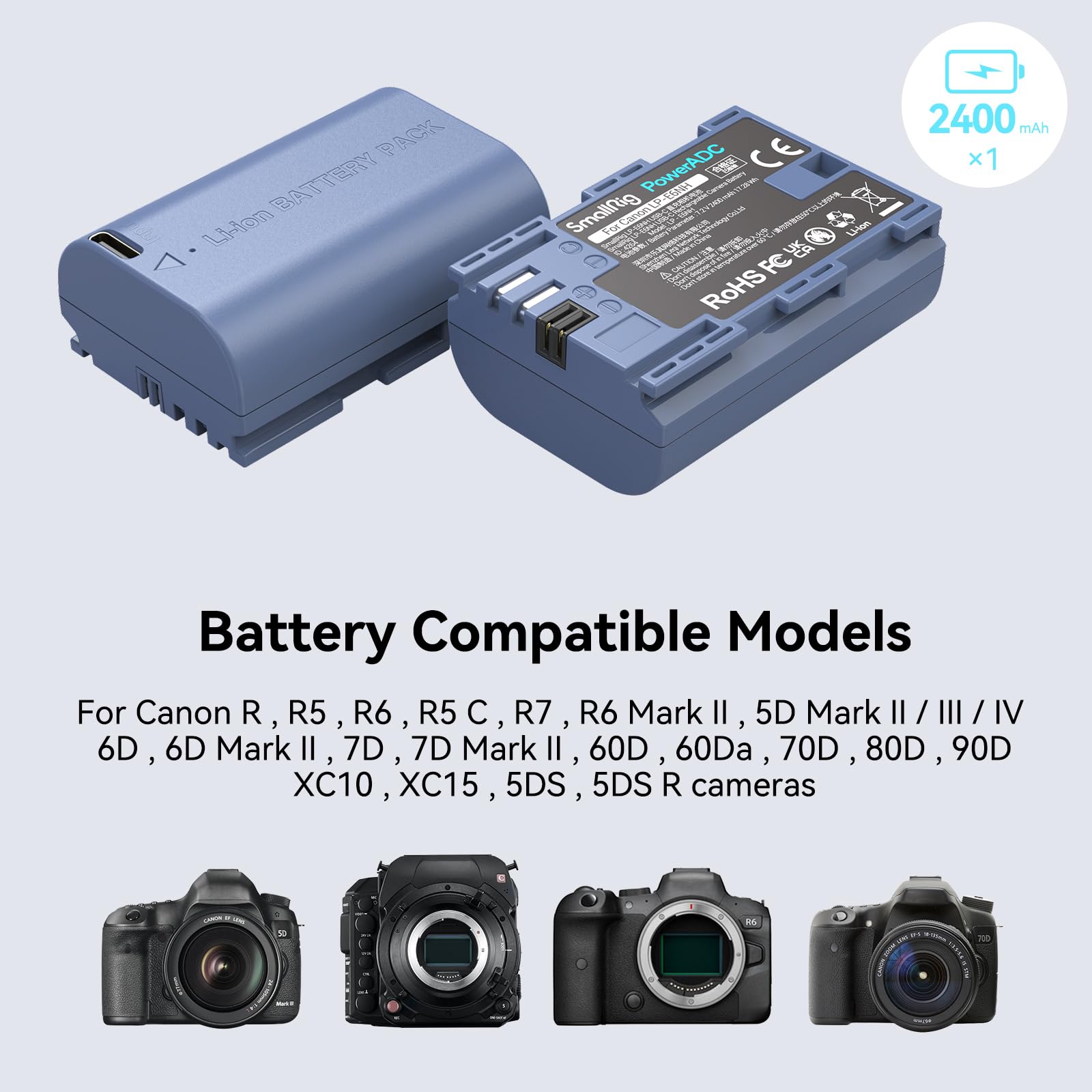 Foto 5 pulgar | Batería De Cámara Smallrig 2400mah Usb-c Recargable Lp-e6nh - Venta Internacional.