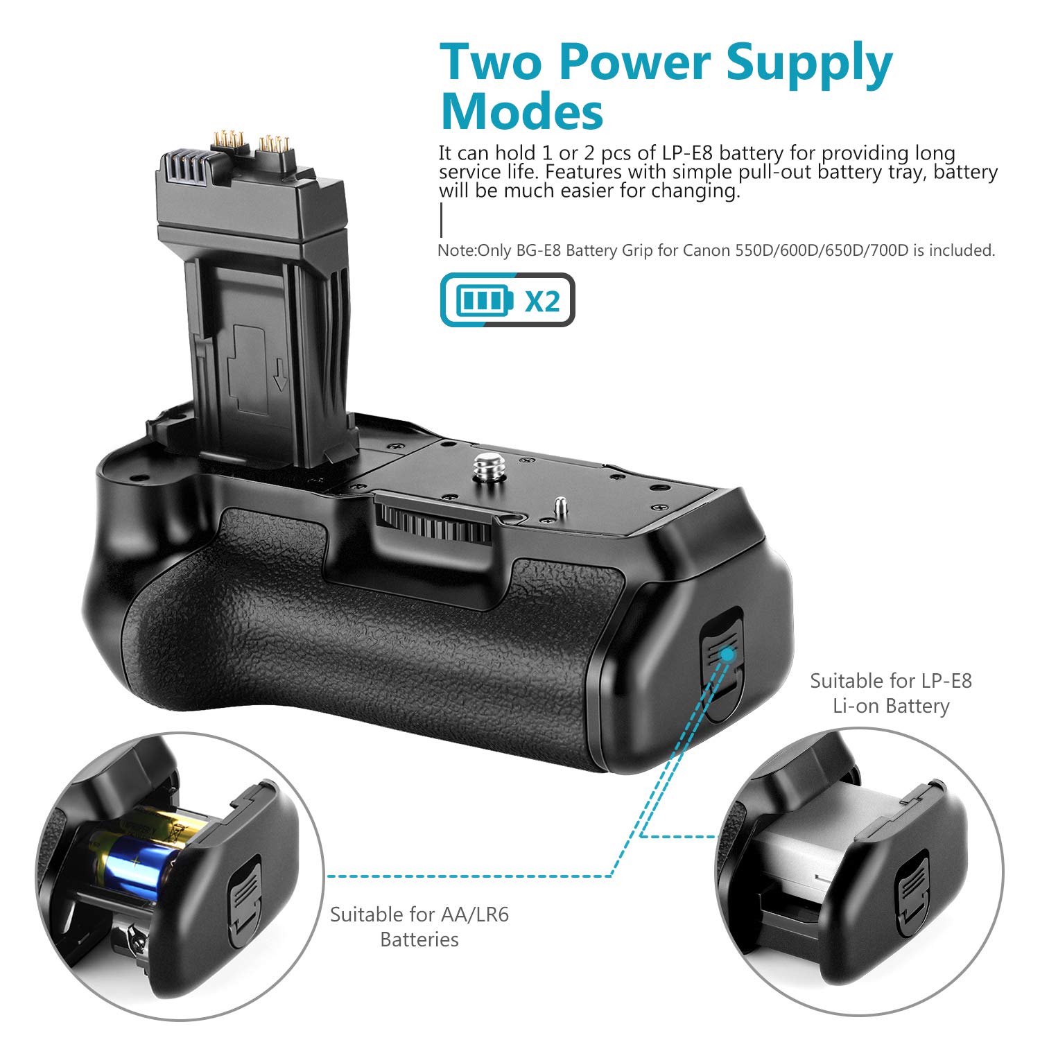 Foto 4 pulgar | Batería Grip Neewer Bg-e8 Para Canon Eos 550d 600d 650d 700d - Venta Internacional.