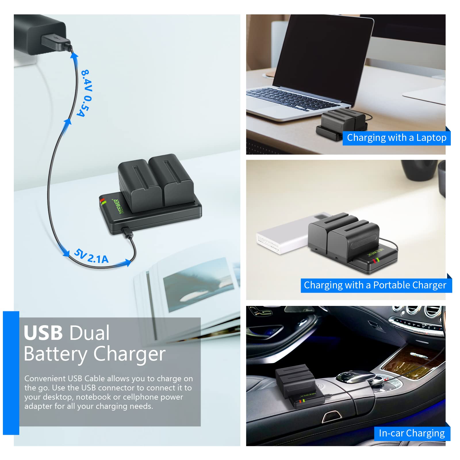 Foto 6 pulgar | Batería De Repuesto Neewer Np-f750 5600 Mah, Paquete De 2 Con Cargador - Venta Internacional.