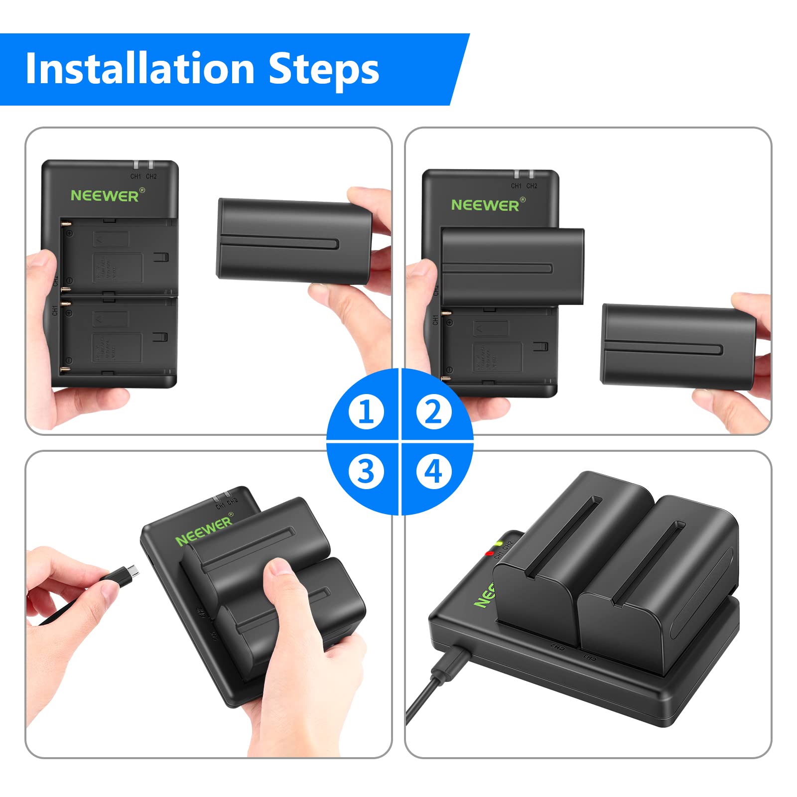 Foto 7 pulgar | Batería De Repuesto Neewer Np-f750 5600 Mah, Paquete De 2 Con Cargador - Venta Internacional.