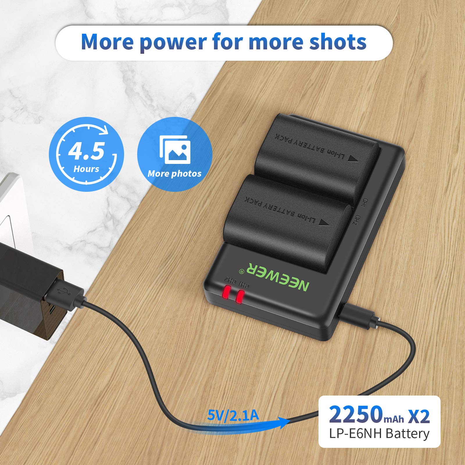 Foto 4 pulgar | Batería De Repuesto Y Cargador Neewer Lp-e6nh Para Canon Eos - Venta Internacional.