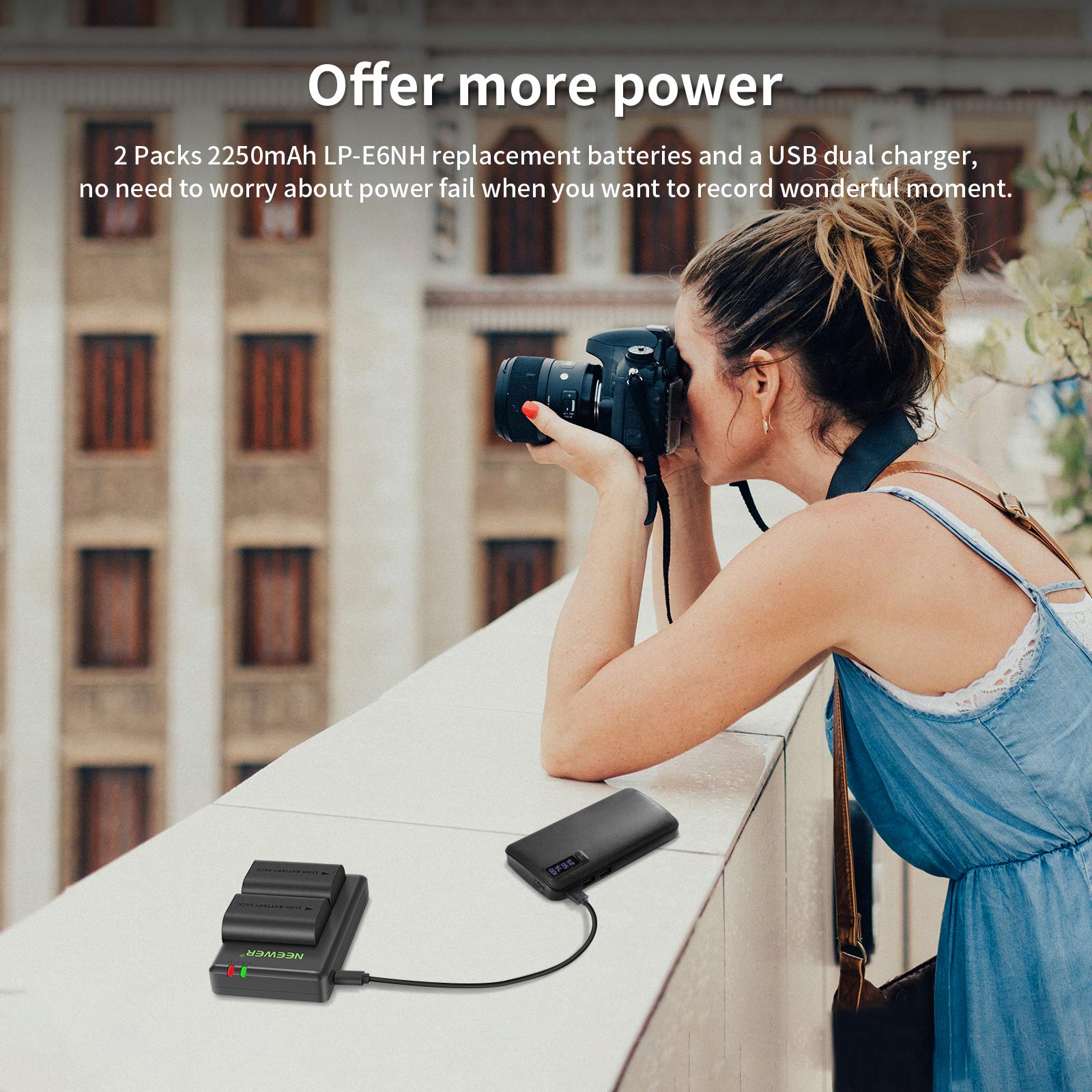 Foto 7 | Batería De Repuesto Y Cargador Neewer Lp-e6nh Para Canon Eos - Venta Internacional.