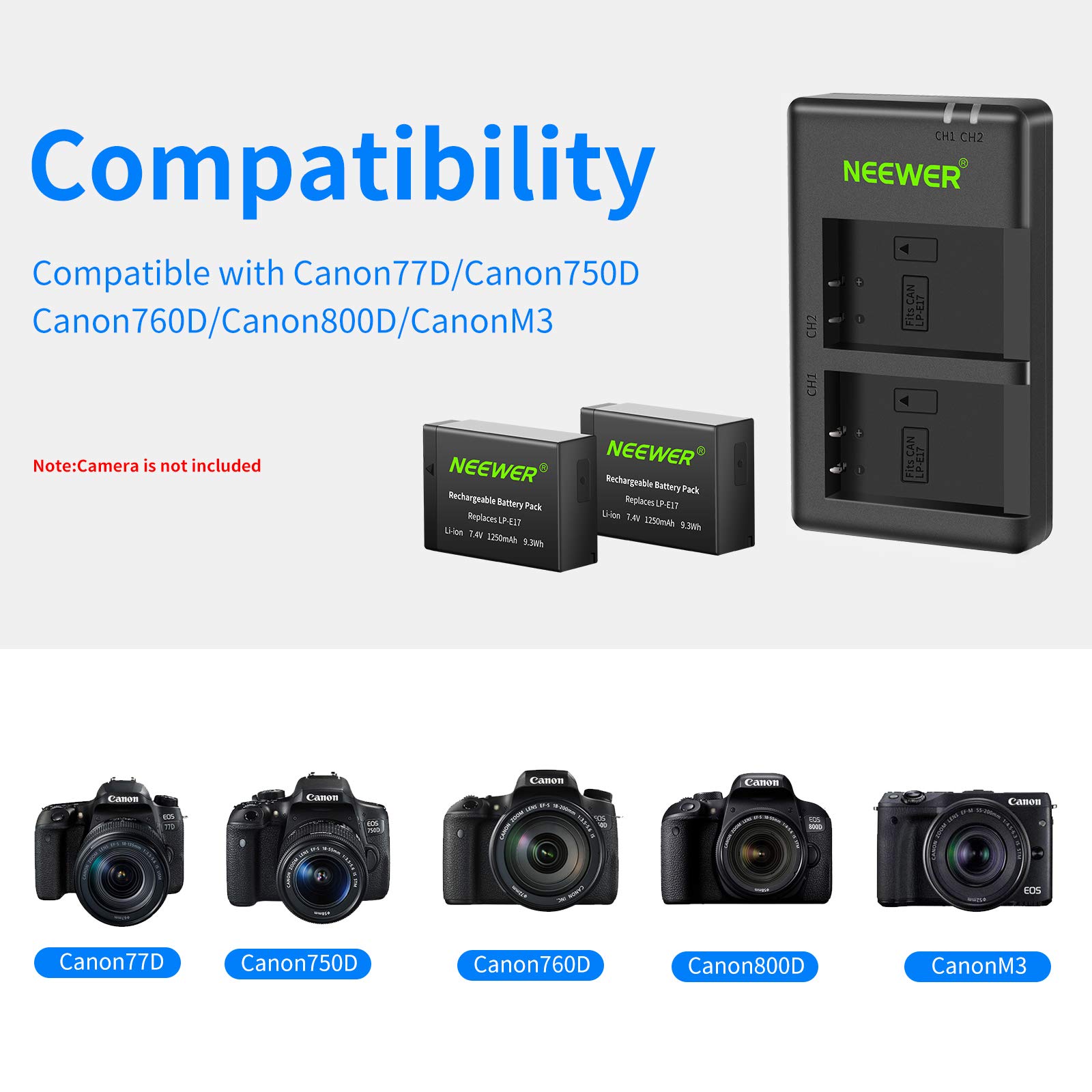 Foto 3 pulgar | Batería De Repuesto Y Cargador Usb Dual Para Cámaras Canon Eos - Venta Internacional.