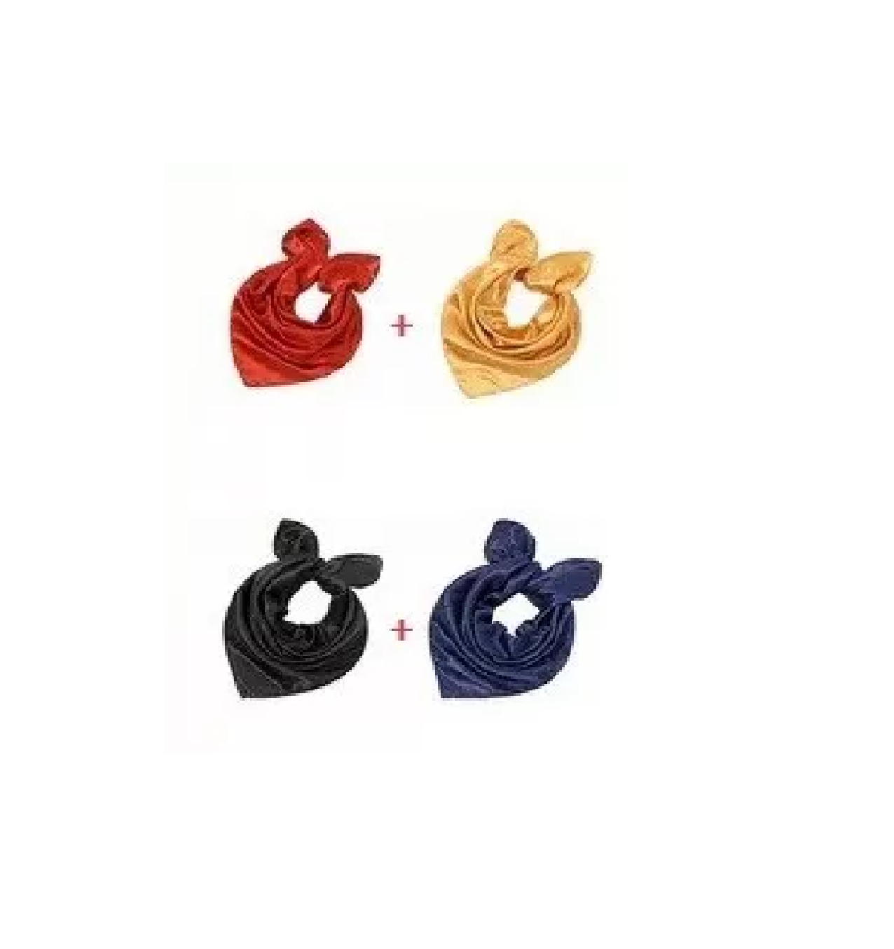 Foto 1 | Mascada De Color Sólido Para Mujer, Pañuelo Tipo Seda 2pieza Dorado+rojo