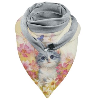 Foto 1 | Bufanda Huoguo Para Mujer Algodón Con Forma De Gato Cálida Malaya - Venta Internacional.