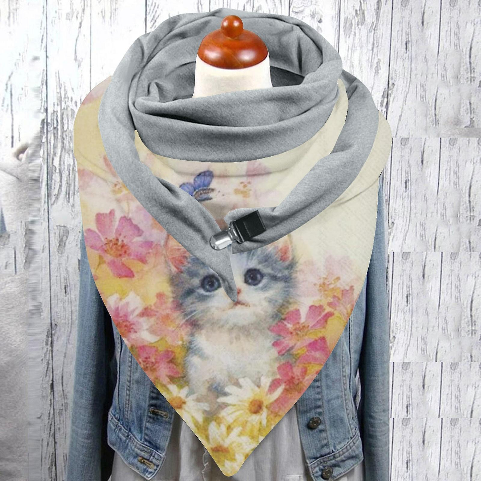Foto 3 pulgar | Bufanda Huoguo Para Mujer  Algodón Con Forma De Gato  Cálida  Malaya - Venta Internacional.