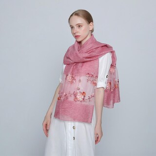 Foto 3 | Bufanda Huoguo De Algodón Mercerizado Con Estampado Floral Para Mujer - Venta Internacional.